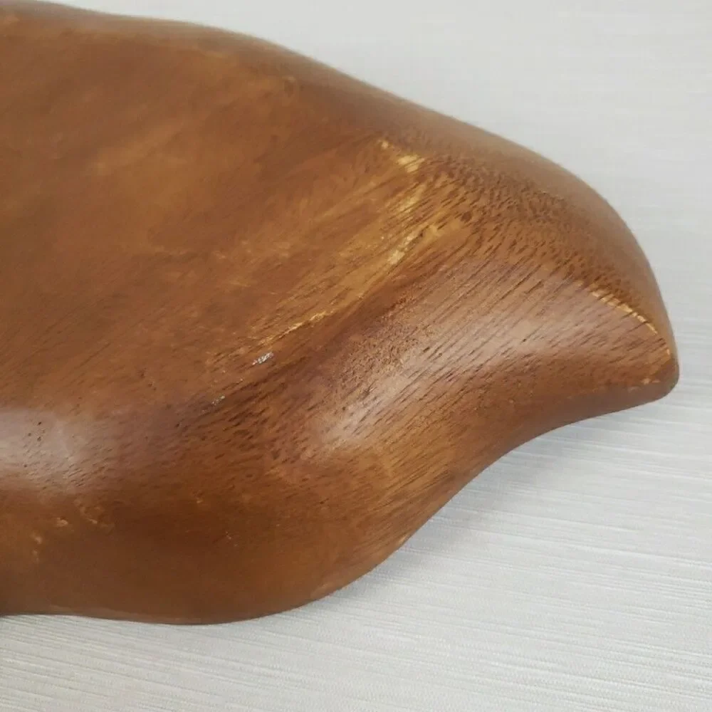 VTG Monkey Pod Wood Banana Leaf Shape Tray Bowl Platter MCM Cottage Farmhouse